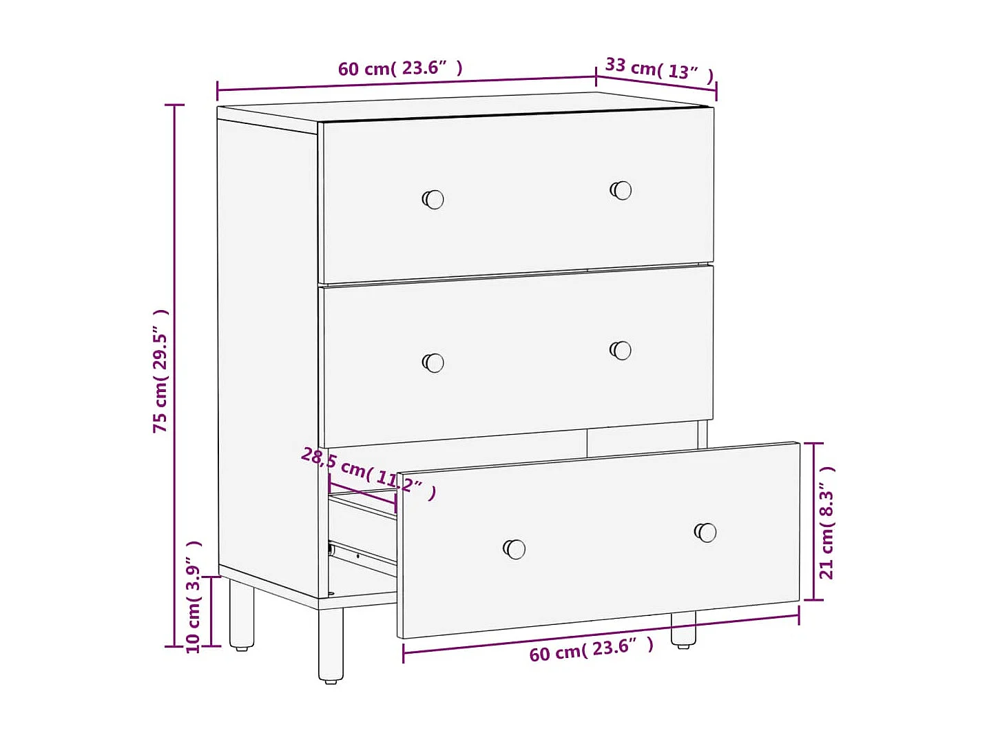 Móvel de apoio 60x33x75 cm madeira de mangueira maciça preto
