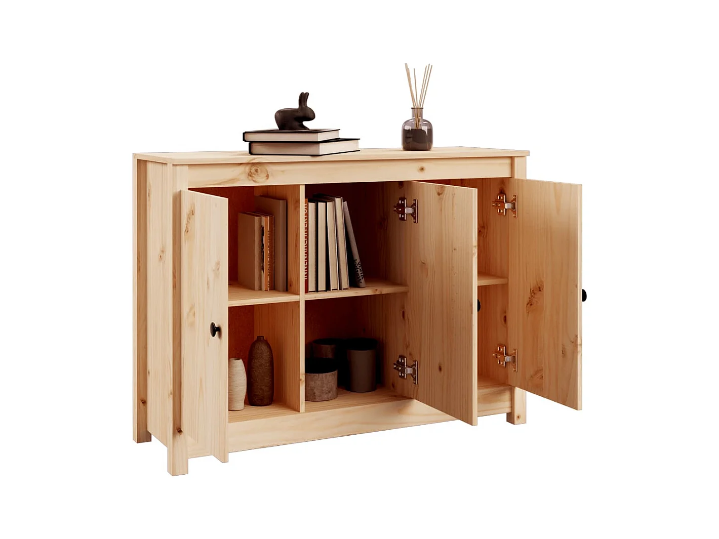 Aparador de madera maciza de pino 110x35x74 cm