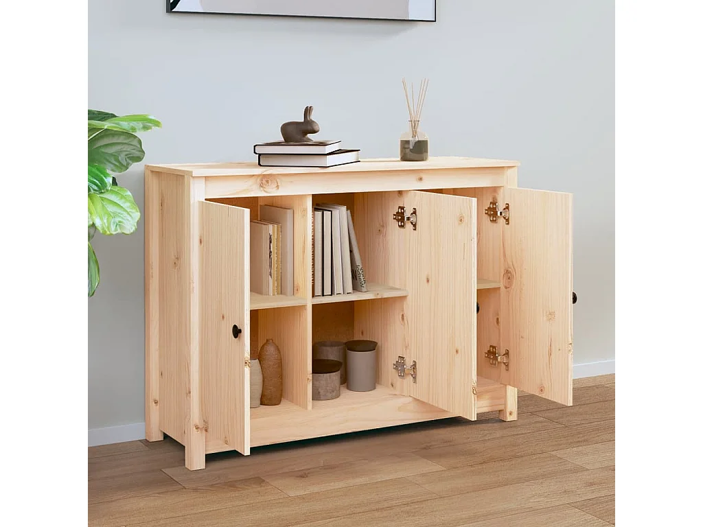 Aparador de madera maciza de pino 110x35x74 cm