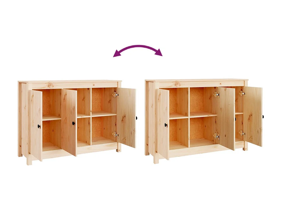 Aparador de madera maciza de pino 110x35x74 cm