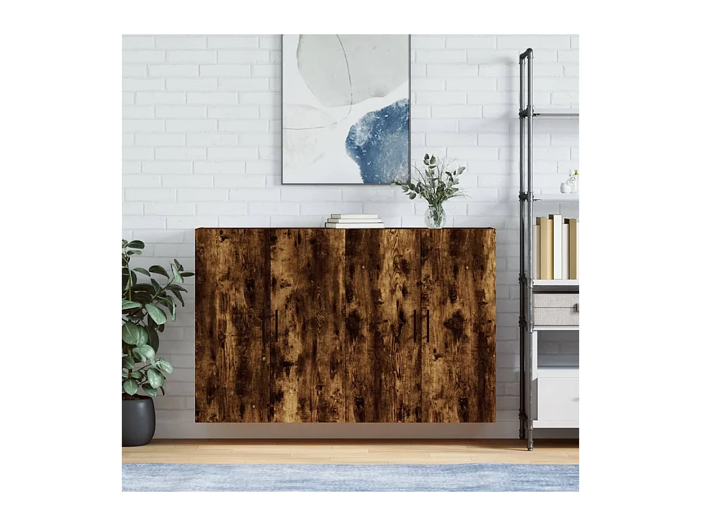 Mobili a Parete 2 pz Rovere Fumo 69,5x34x90 cm