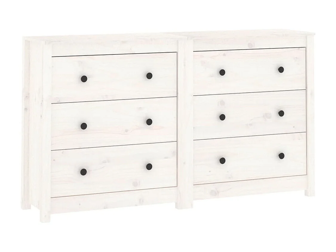 Credenza Bianca 140x35x80 cm in Legno Massello di Pino