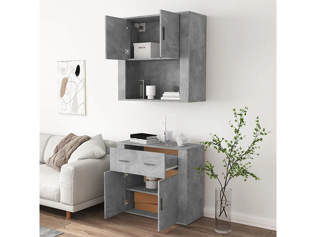 Aparador alto madera contrachapada gris hormigón