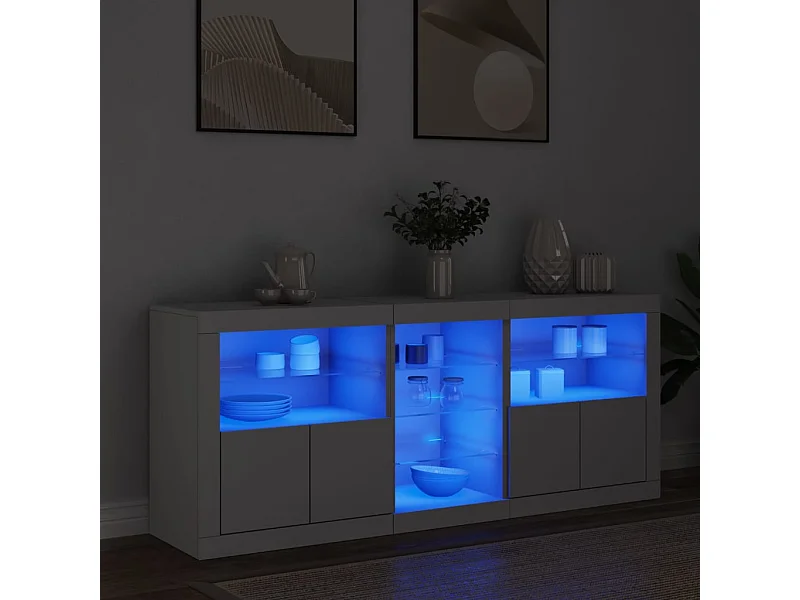 Aparador con luces LED blanco 162x37x67 cm