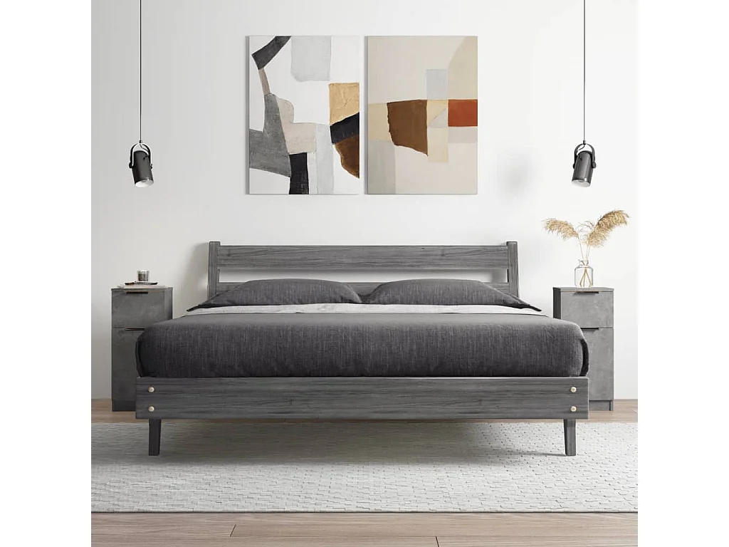 Aparador 2 uds madera contrachapada gris hormigón 30x30x70 cm