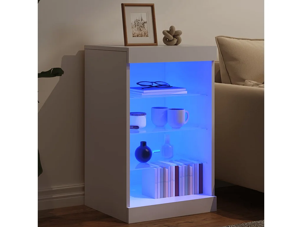 Credenza con Luci LED Bianca 41x37x67 cm