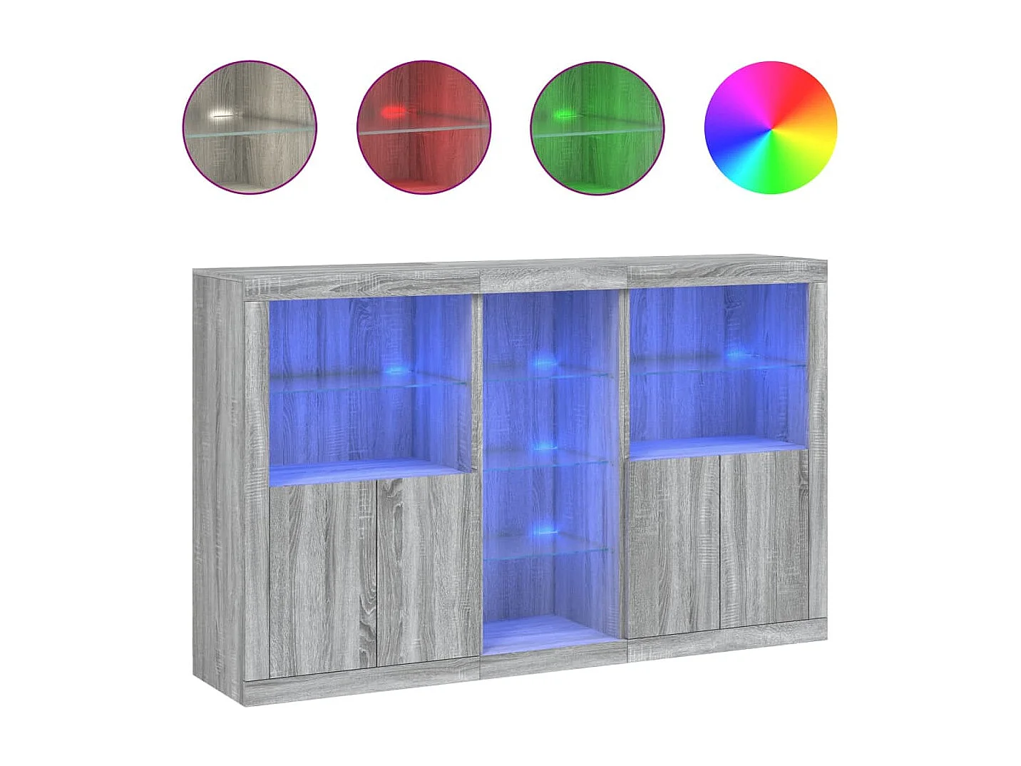 Sideboard mit LED-Leuchten Grau Sonoma 162x37x100 cm