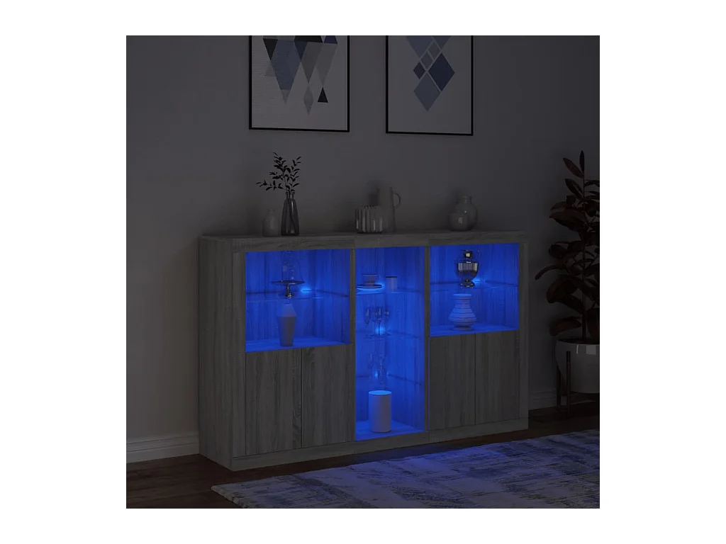 Sideboard mit LED-Leuchten Grau Sonoma 162x37x100 cm