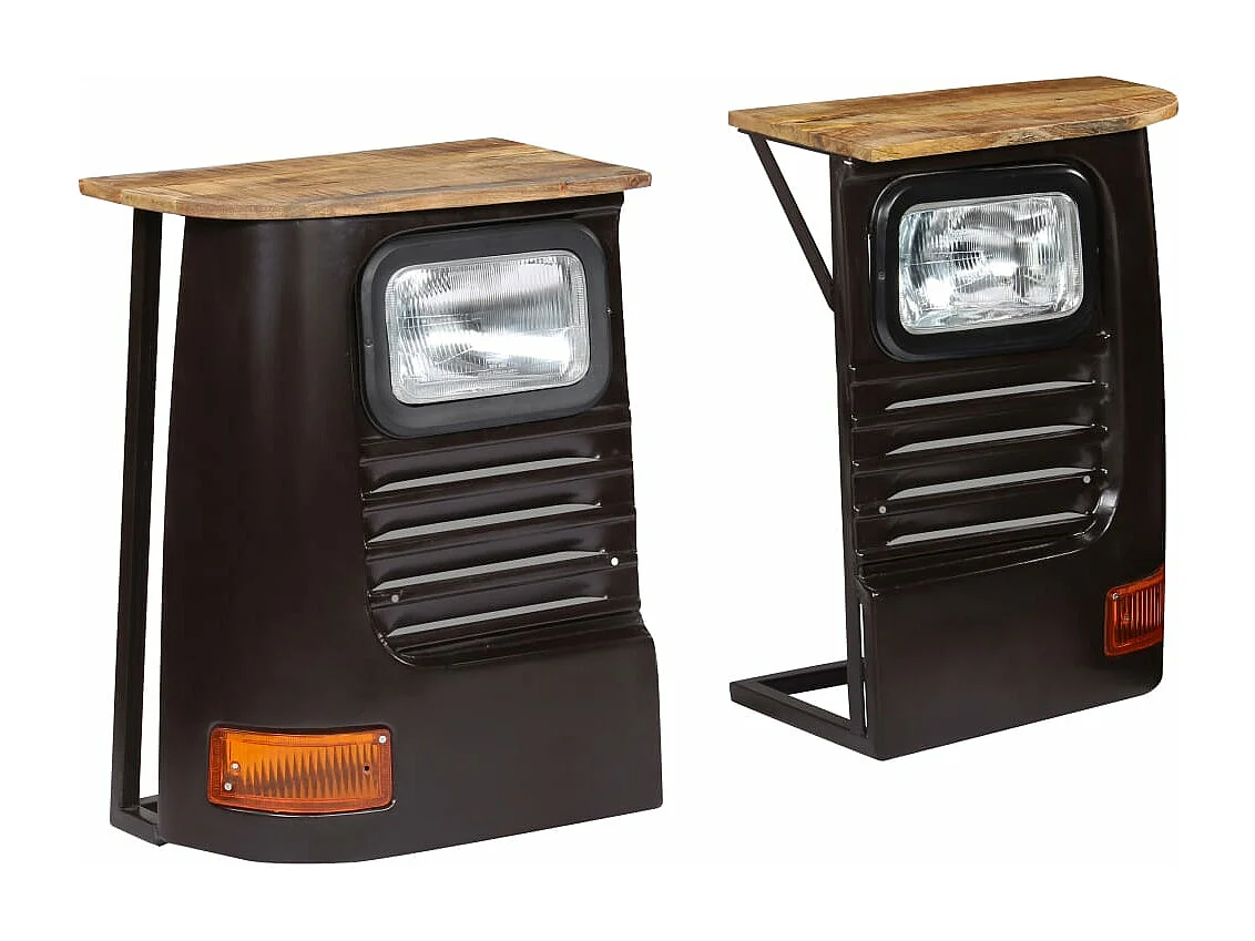 Credenza Camion in Legno Massello di Mango Grigio Scuro