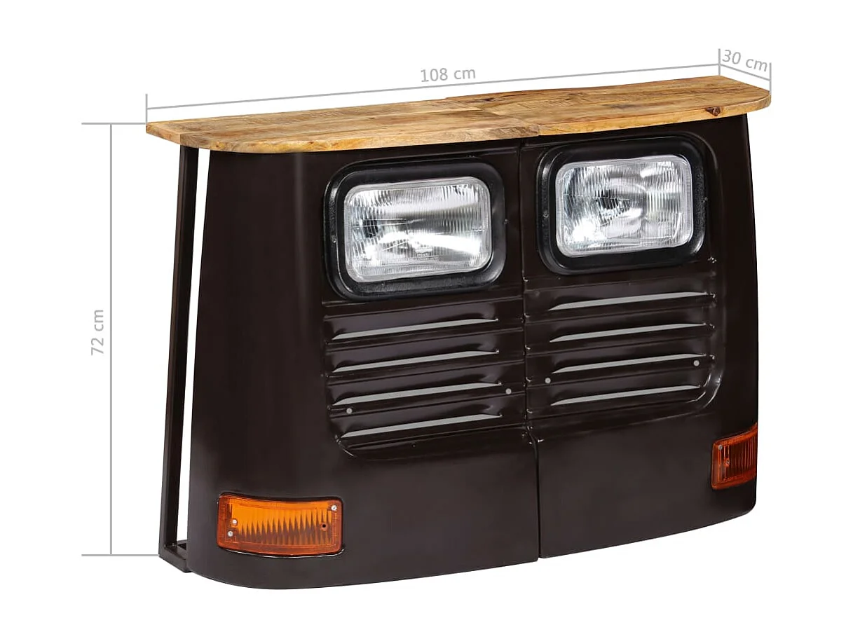Credenza Camion in Legno Massello di Mango Grigio Scuro