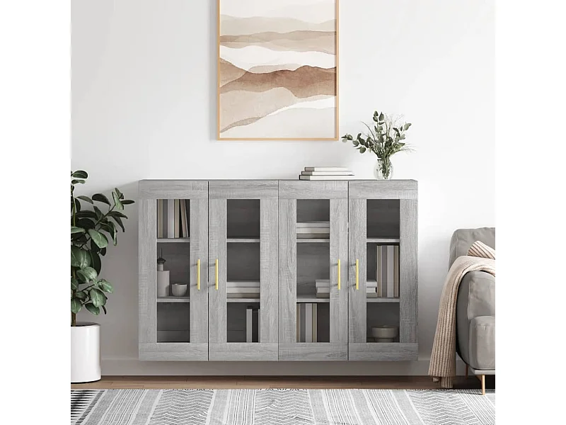 Armadietti a Parete 2 pz Grigio Sonoma in Legno Multistrato