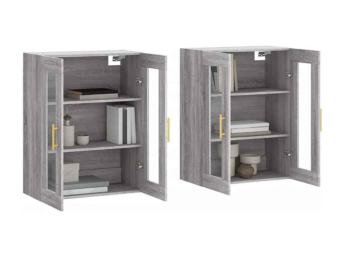 Armadietti a Parete 2 pz Grigio Sonoma in Legno Multistrato