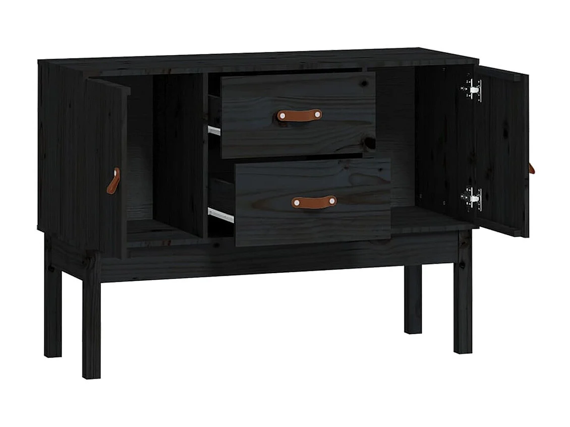 Credenza Nera 110x40x78 cm in Legno Massello di Pino