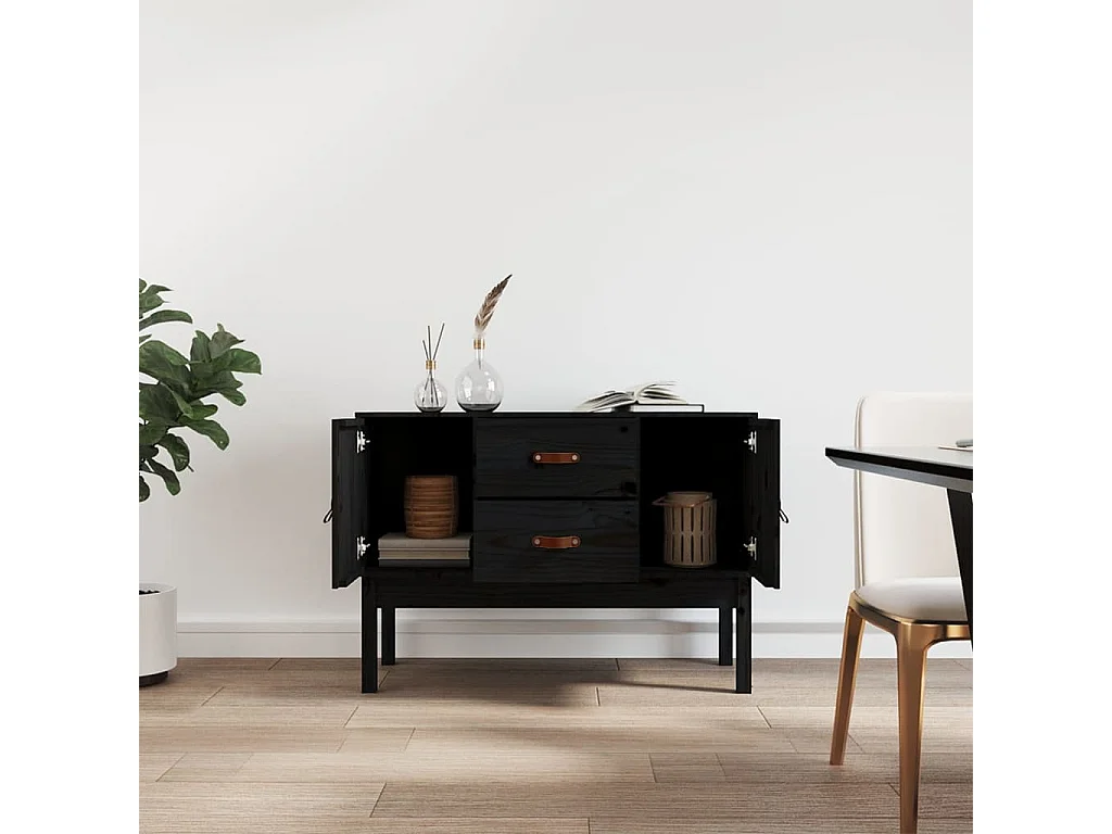 Buffet Noir 110x40x78 cm Bois massif de pin