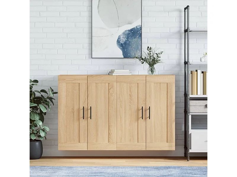 Armadietti a Parete 2 pz Rovere Sonoma in Legno Multistrato