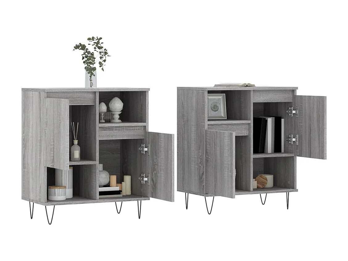 Credenze 2 pz Grigio Sonoma in Legno Multistrato