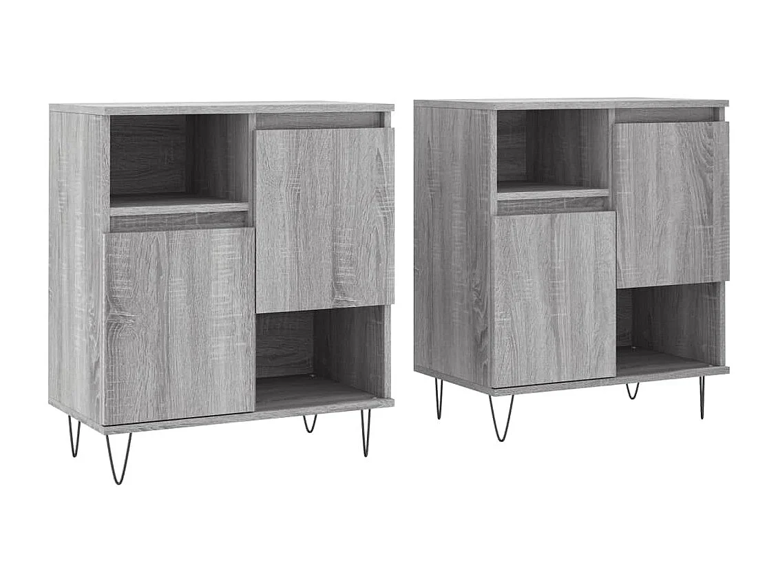 Credenze 2 pz Grigio Sonoma in Legno Multistrato