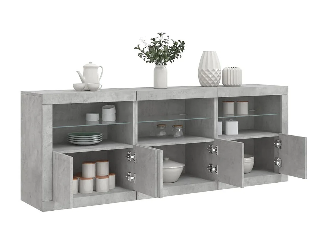 Sideboard mit LED-Leuchten Betongrau 181,5x37x67 cm