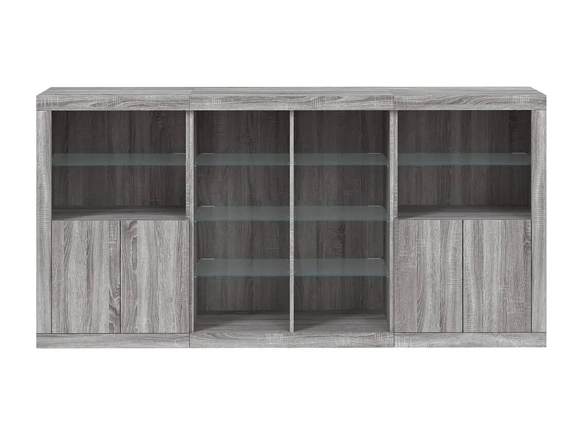 Credenza con Luci LED Grigio Sonoma 202x37x100 cm