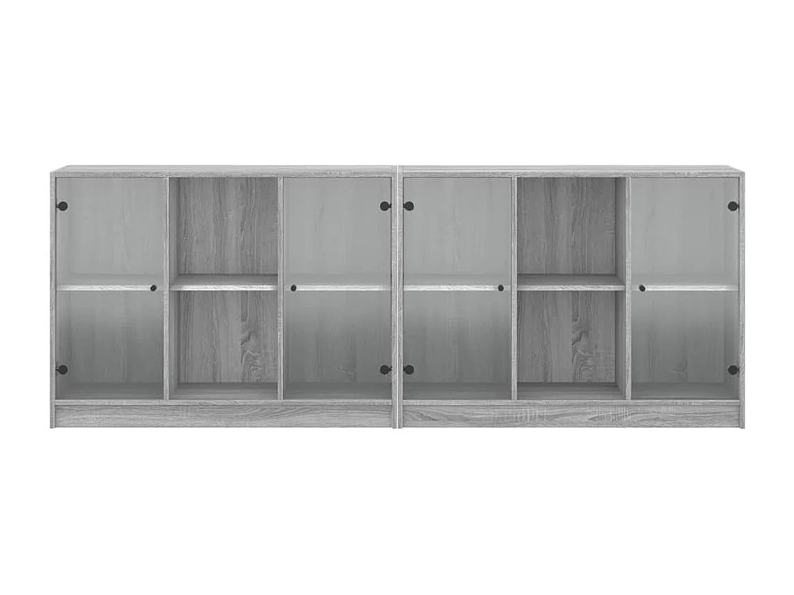 Bücherschrank mit Türen Grau Sonoma 204x37x75 cm Holzwerkstoff