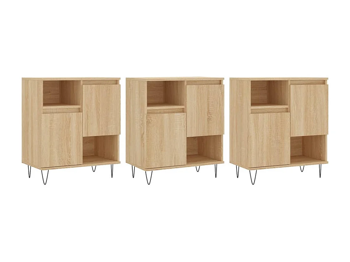 Aparadores 3 pcs derivados de madeira cor carvalho sonoma