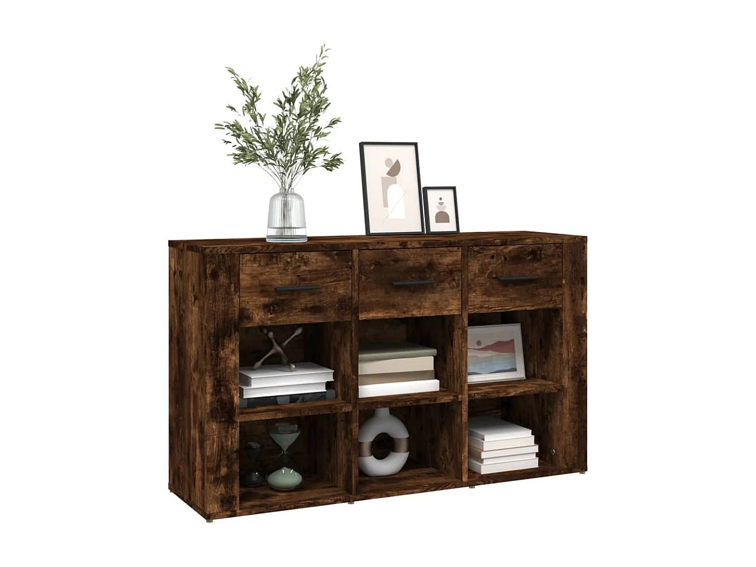 Aparador madera contrachapada roble ahumado 100x30x59,5 cm