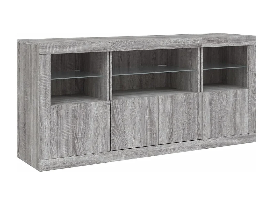 Credenza con Luci LED Grigio Sonoma 142,5x37x67 cm