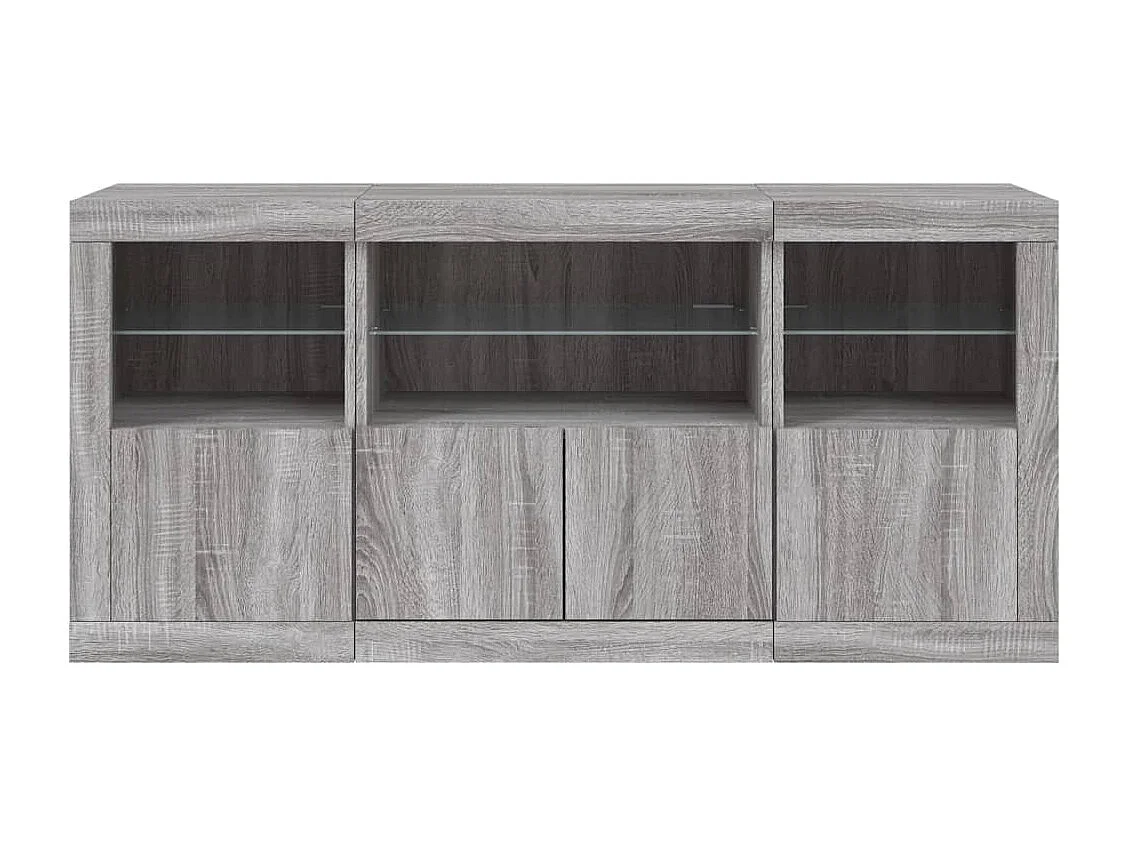 Credenza con Luci LED Grigio Sonoma 142,5x37x67 cm