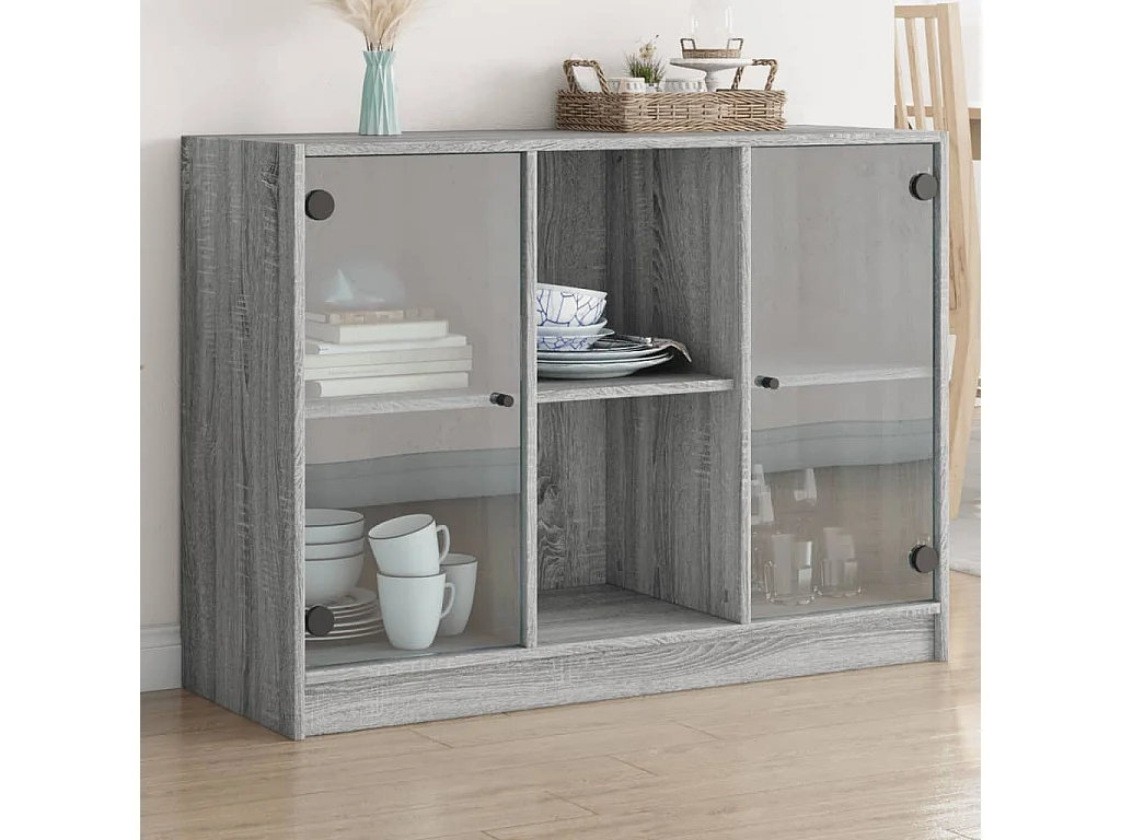 Credenza Grigio Sonoma 102x37x75,5 cm in Legno Multistrato
