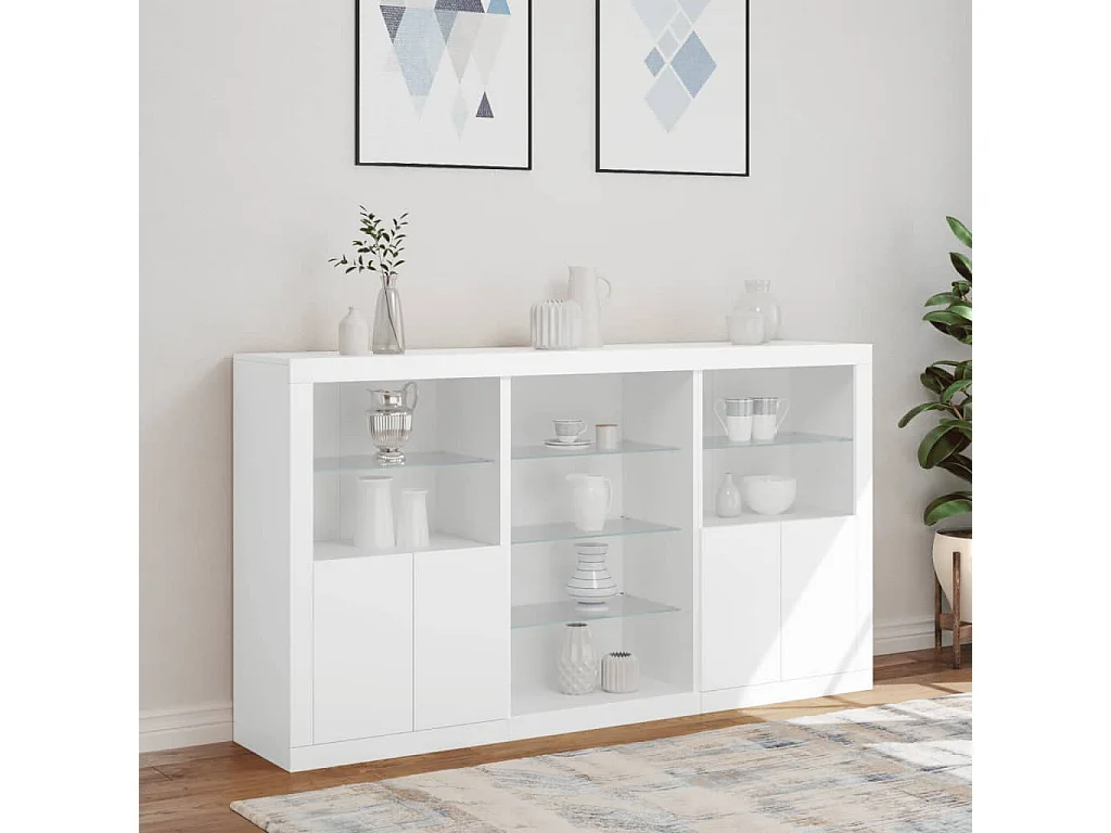 Aparador com luzes LED 181,5x37x100 cm branco