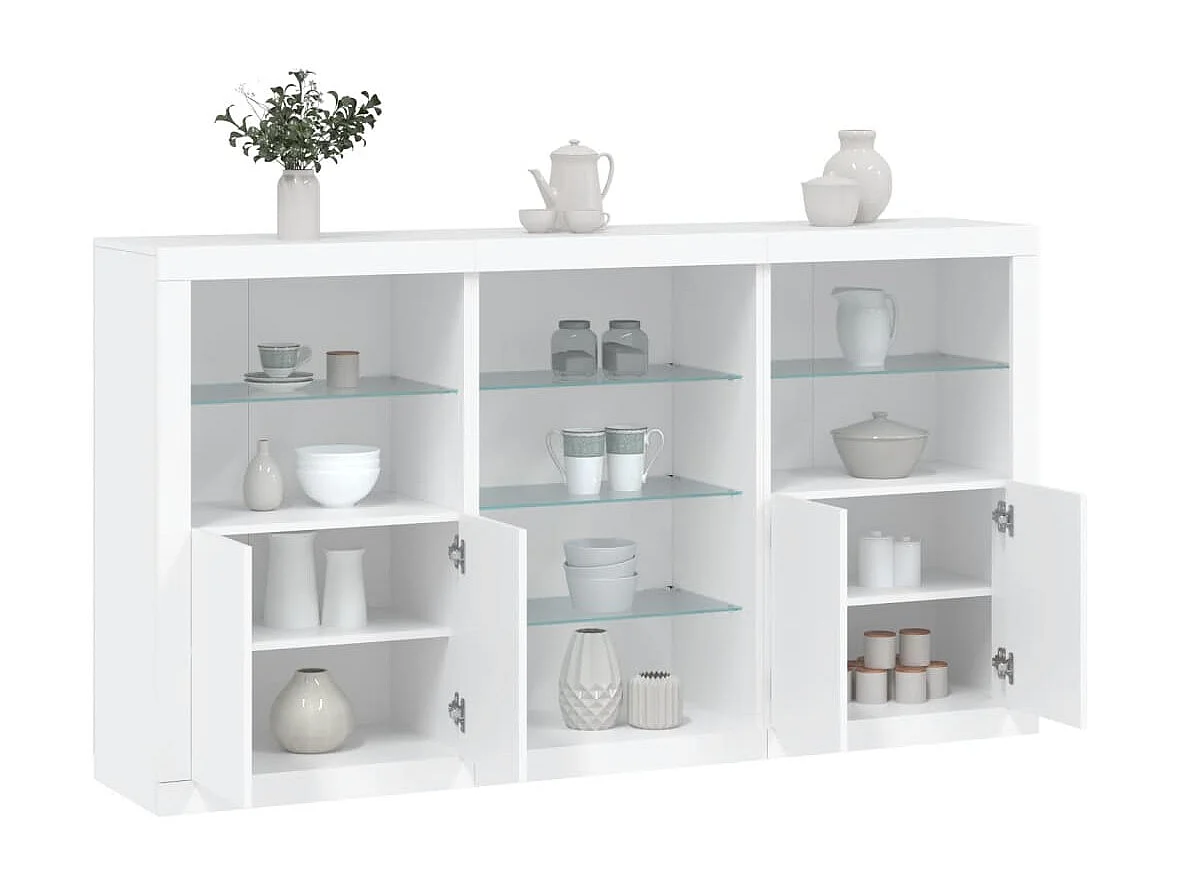 Credenza con Luci LED Bianca 181,5x37x100 cm