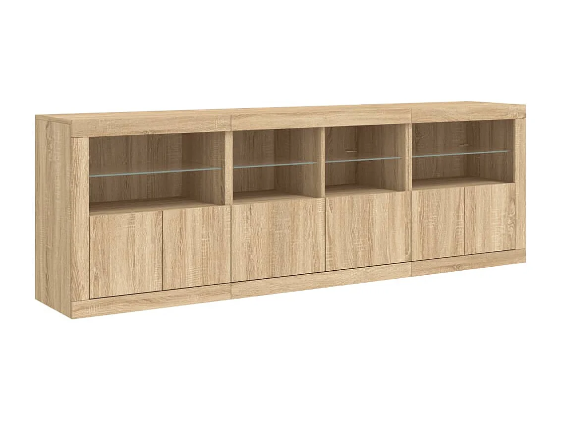 Buffet avec lumières LED chêne sonoma 202x37x67 cm