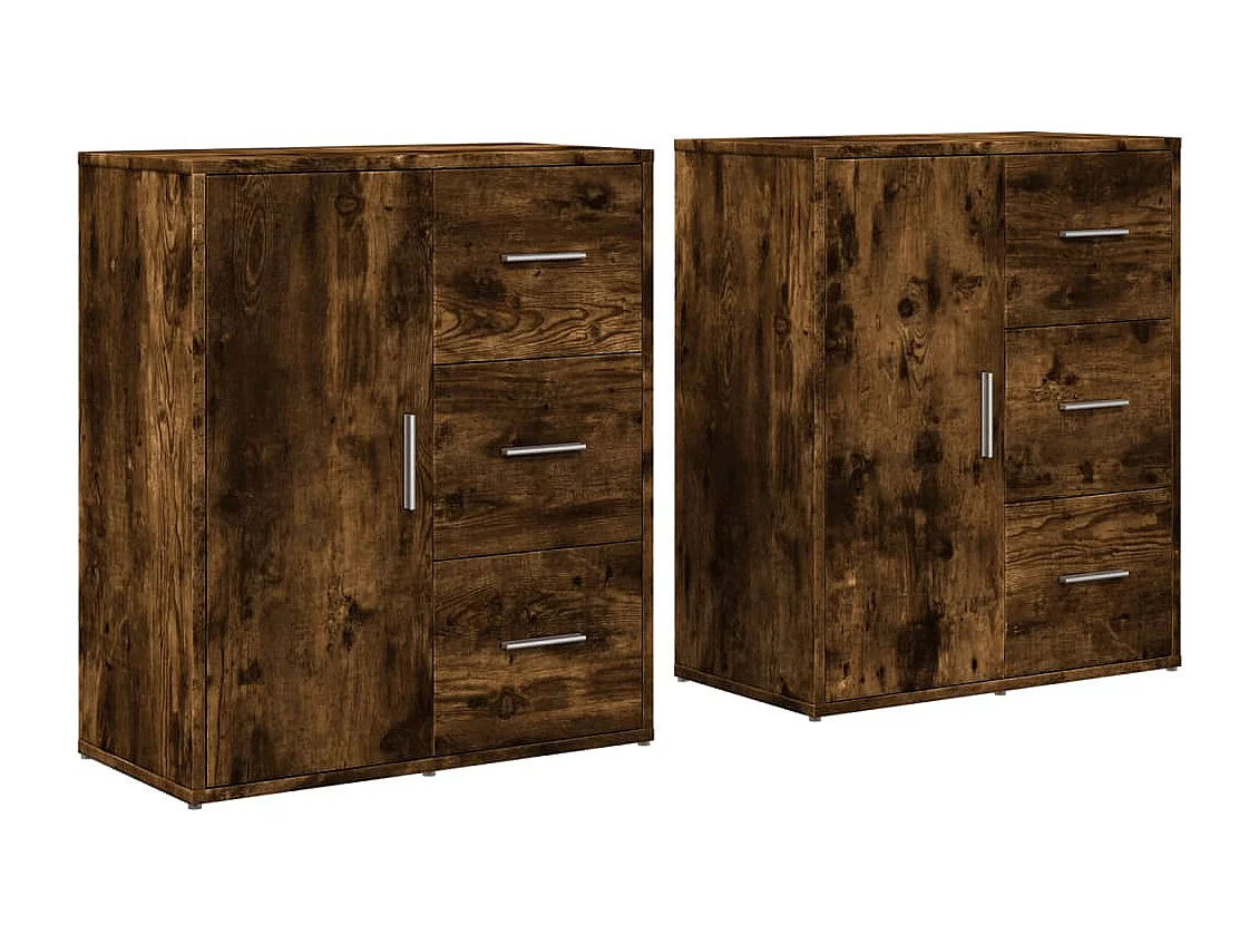 Buffets 2 pcs chêne fumé 60x31x70 cm bois d'ingénierie