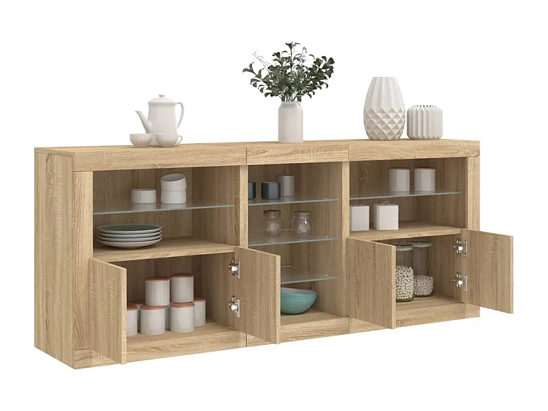Credenza con Luci LED Rovere Sonoma 162x37x67 cm