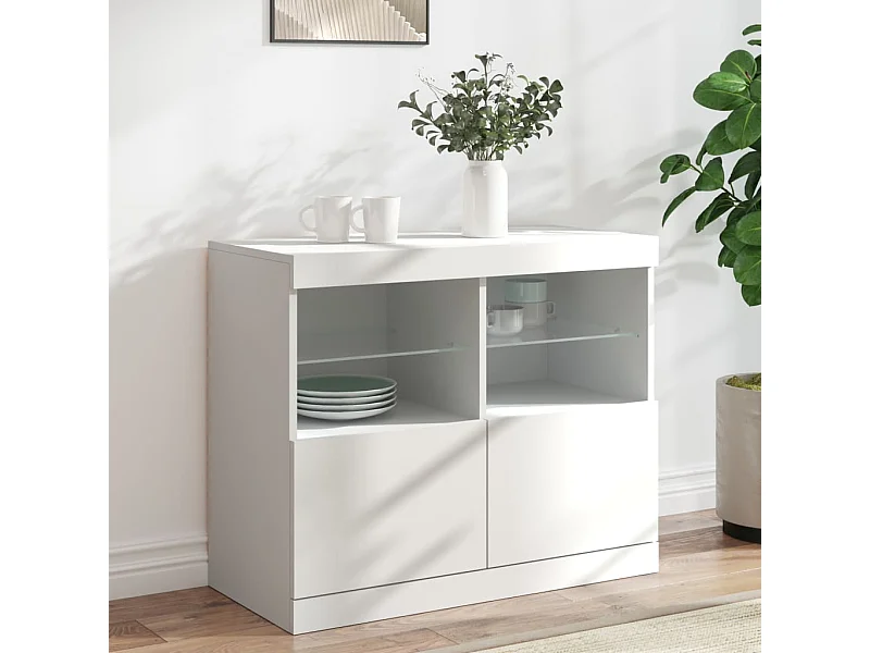 Credenza con Luci LED Bianca 81x37x67 cm