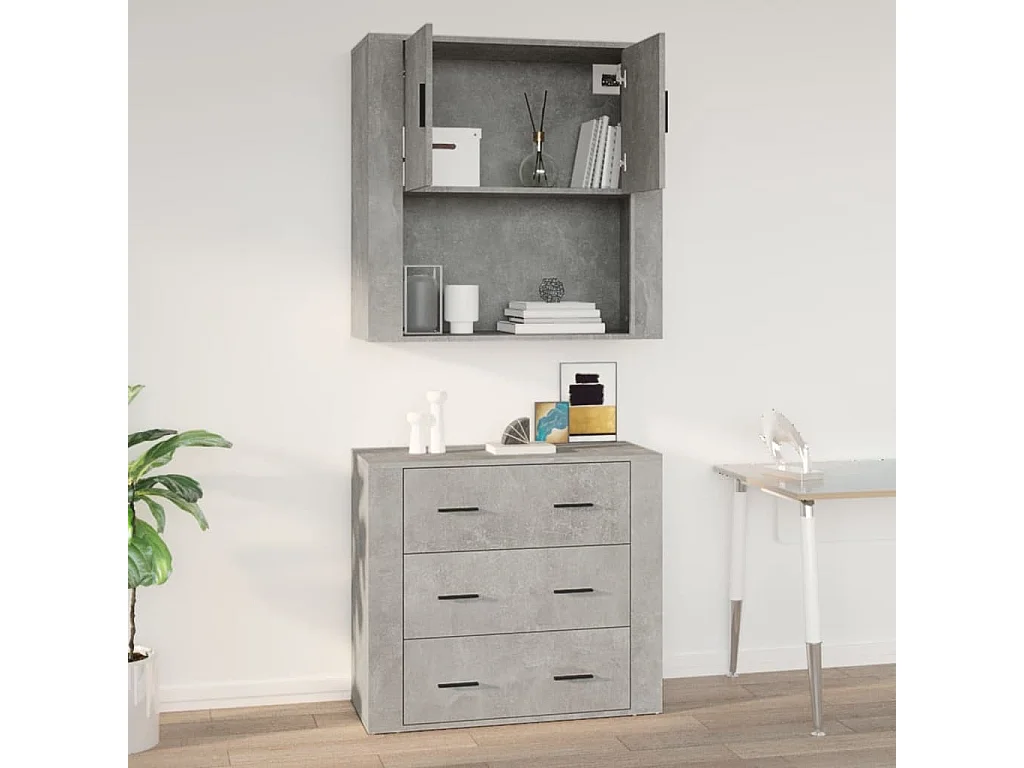 Armoire murale Gris béton 80x33x80 cm Bois d'ingénierie