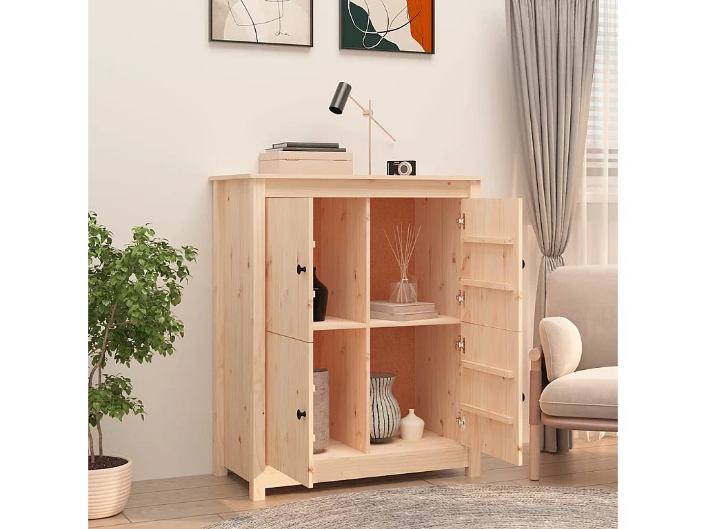 Aparador de madera maciza de pino 83x41,5x100 cm