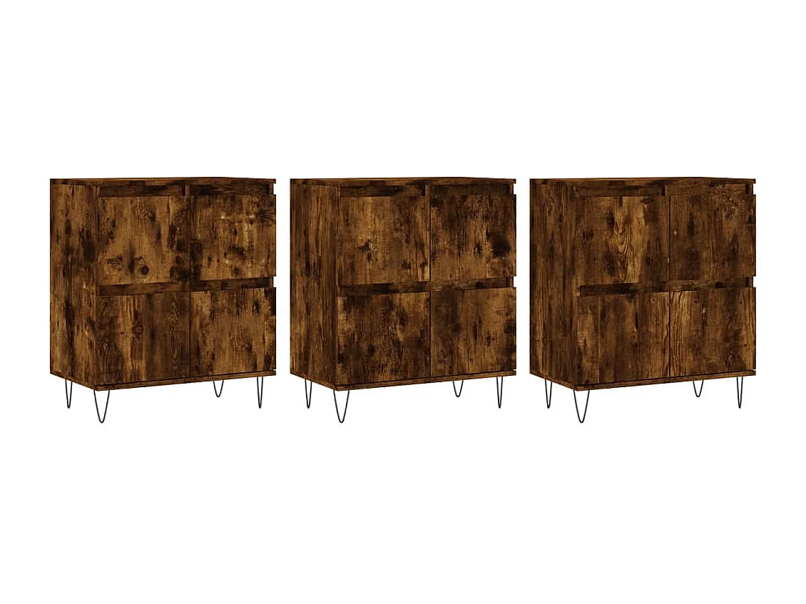 Buffets 3 pcs Chêne fumé Bois d'ingénierie