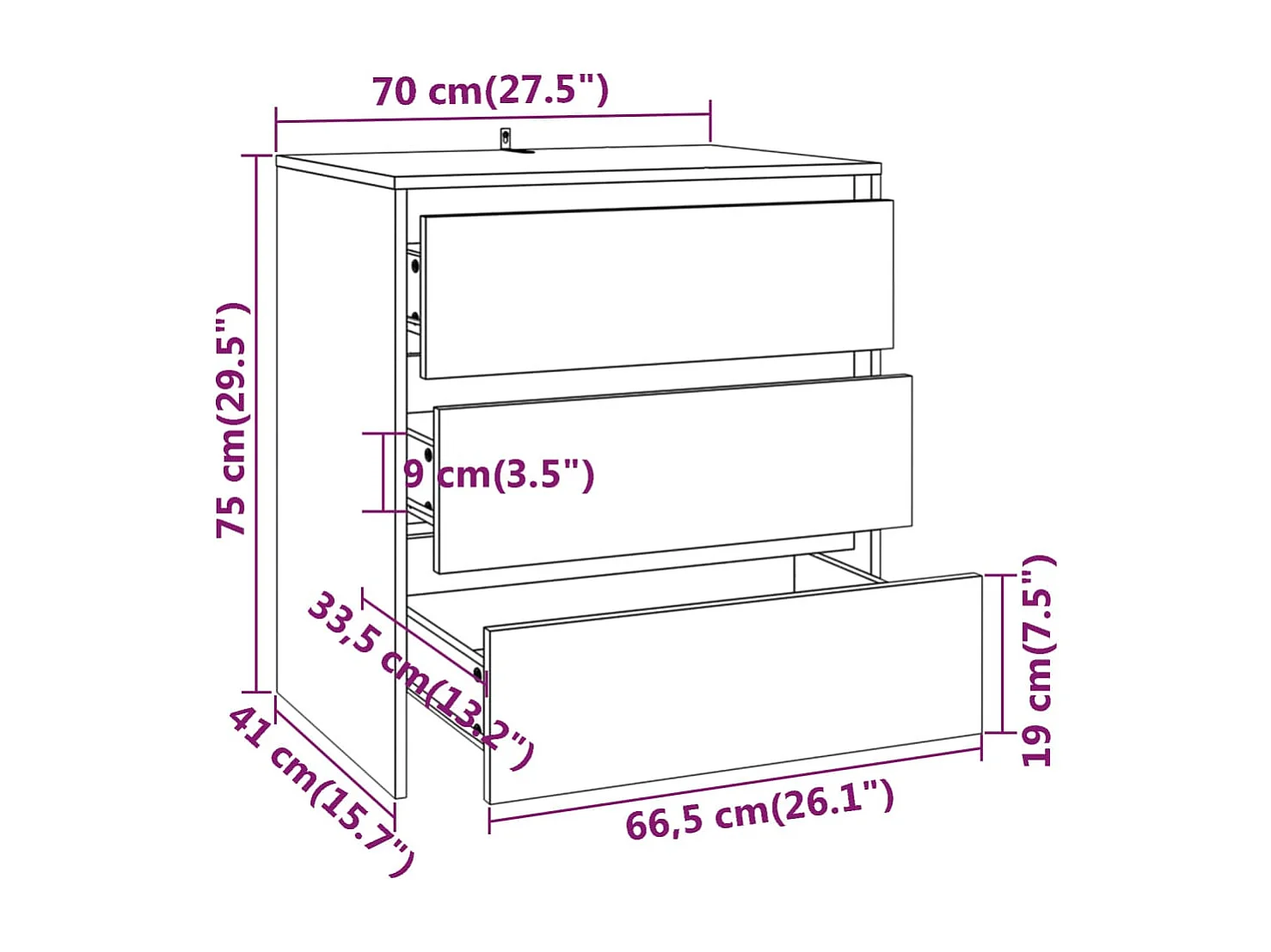 Credenza Rovere Marrone 70x41x75 cm in Truciolato
