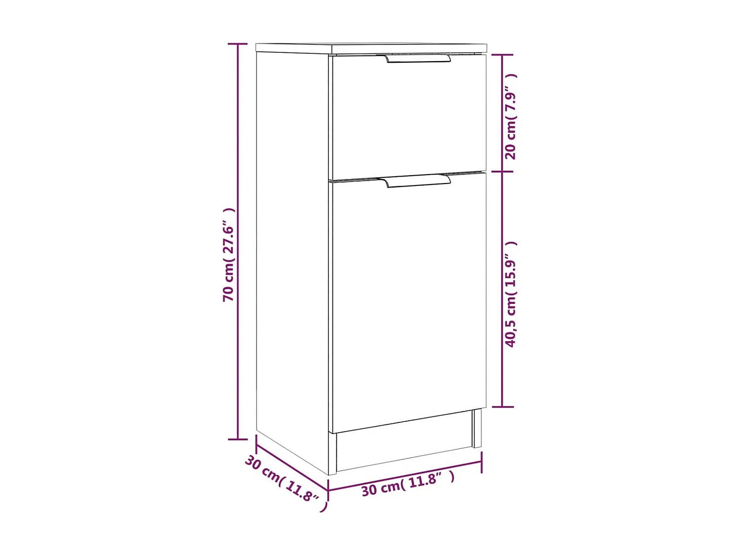 Buffets 2 pcs noir 30x30x70 cm bois d'ingénierie