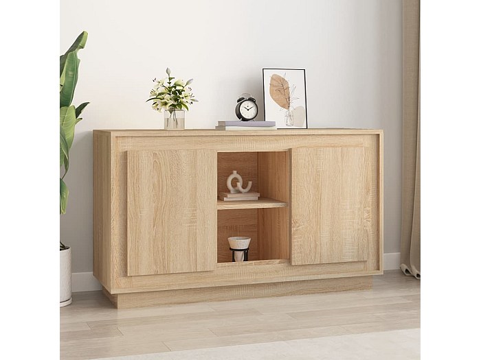 WIFESE Credenza Sonoma In Rovere - Mobile Con 2 Cassetti E 2 Ante - Per Soggiorno, Cucina O Corridoio - Stile Industriale, 104x35x70 Cm