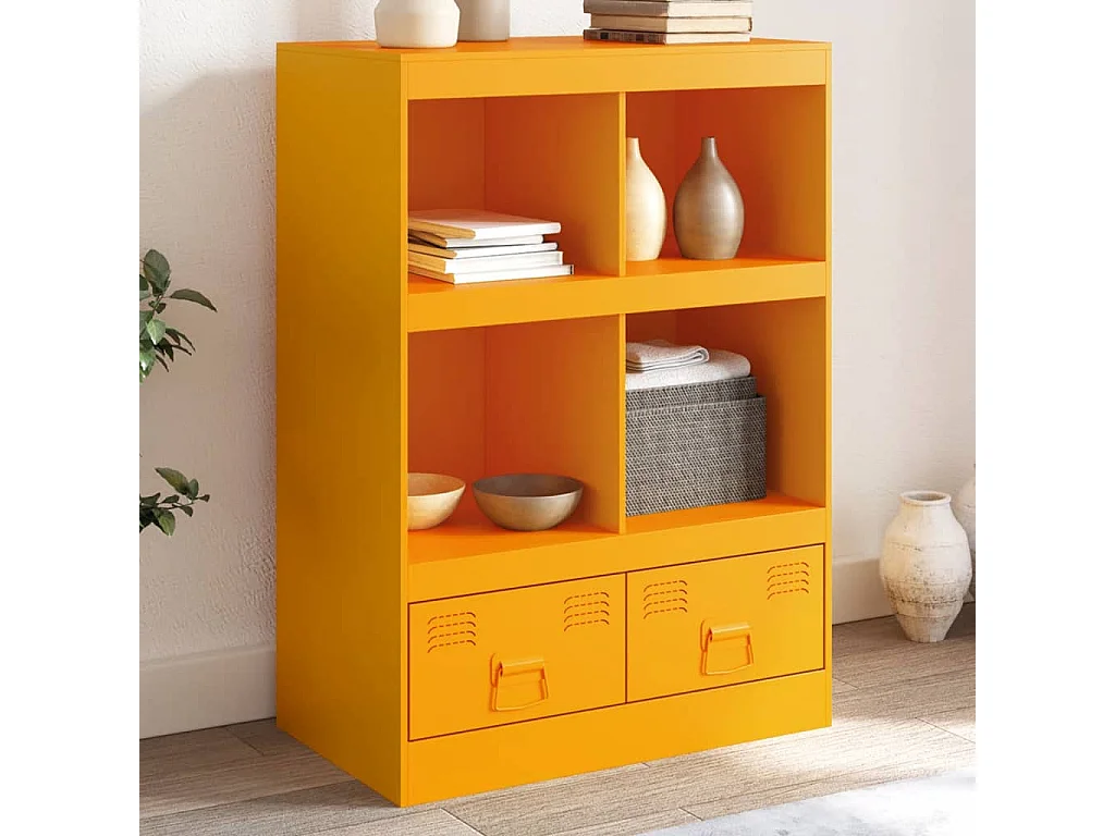 Highboard Senfgelb 67x39x95 cm Stahl