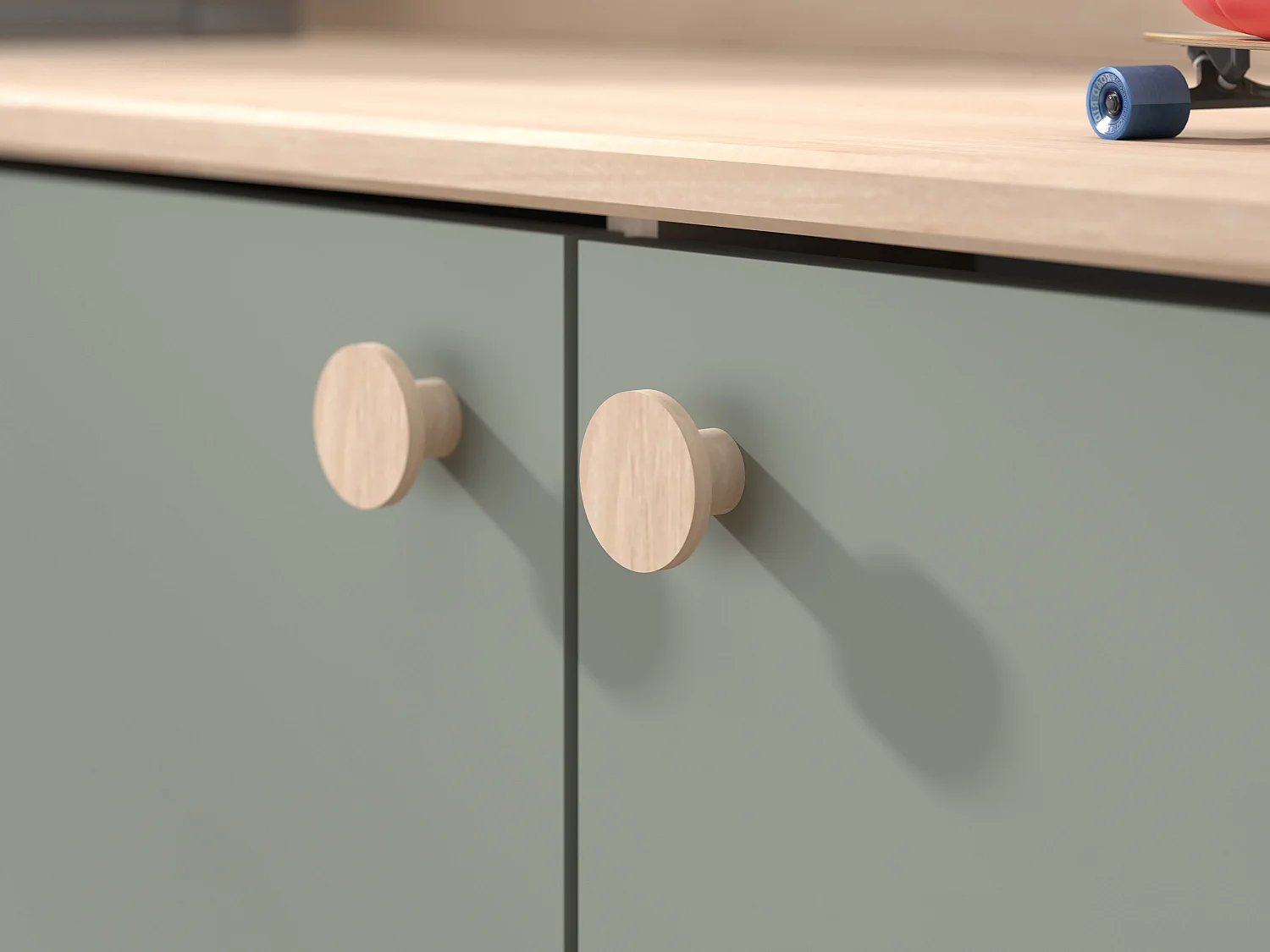 Gecombineerd bed 90 x 190/200 cm - Kleur: naturel en groen - MIVONA