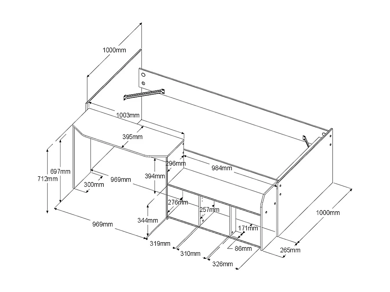 Gecombineerd bed 90 x 190/200 cm - Kleur: naturel en groen - MIVONA
