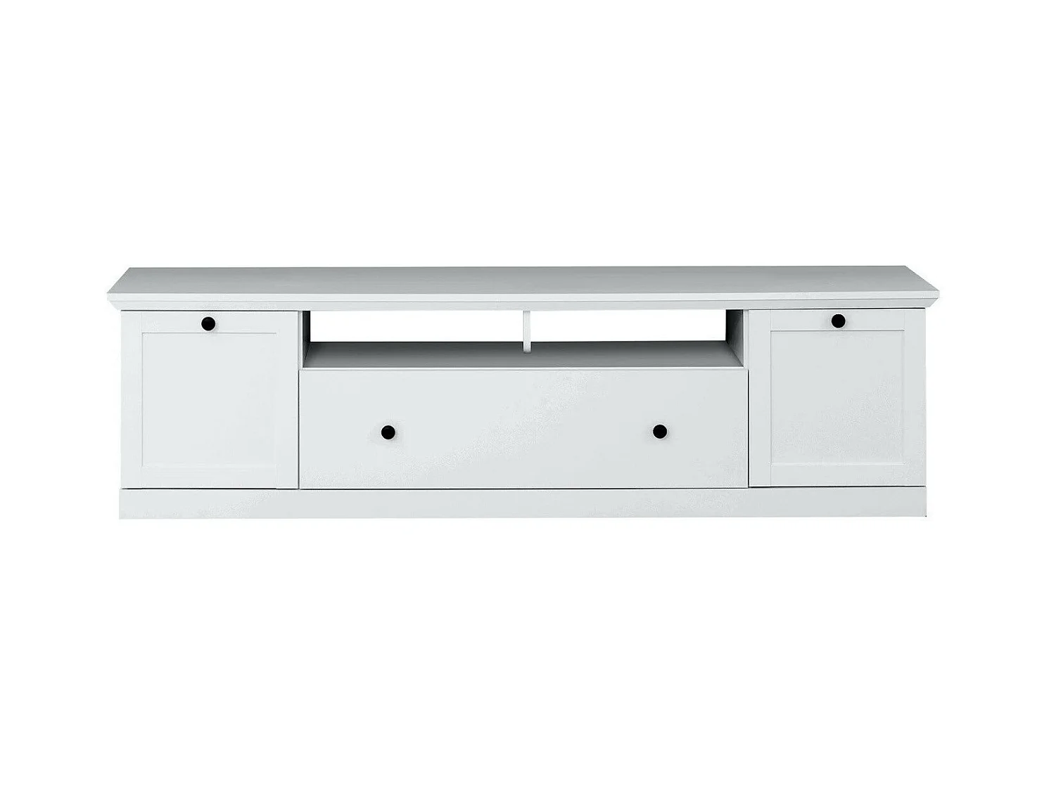 Meuble TV blanc 3 portes style campagnard moderne Valex 177cm