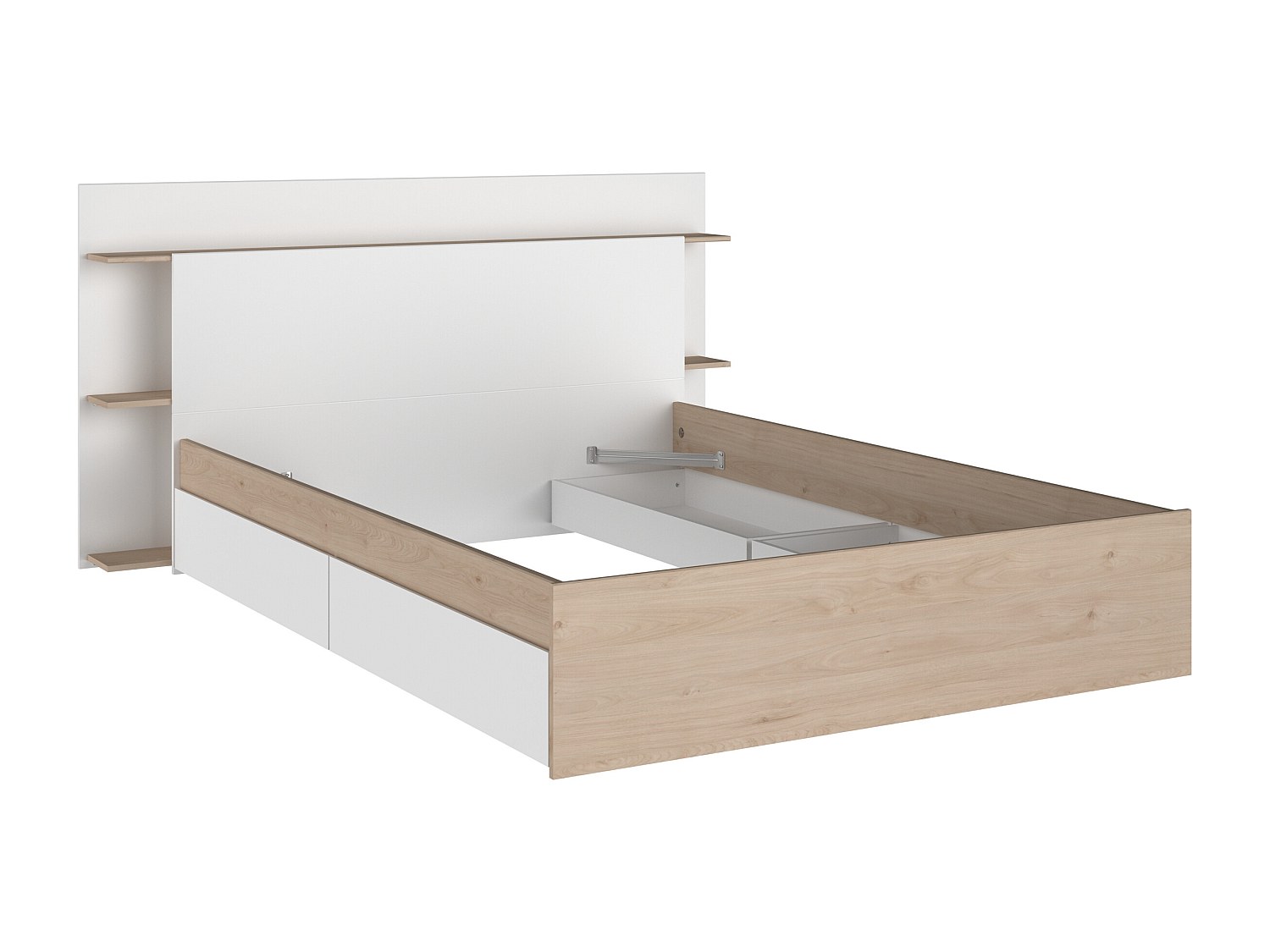 Bett mit 4 Schubladen - 140 x 190/200 cm - Holzfarben & Weiß - TILONIDE günstig online kaufen