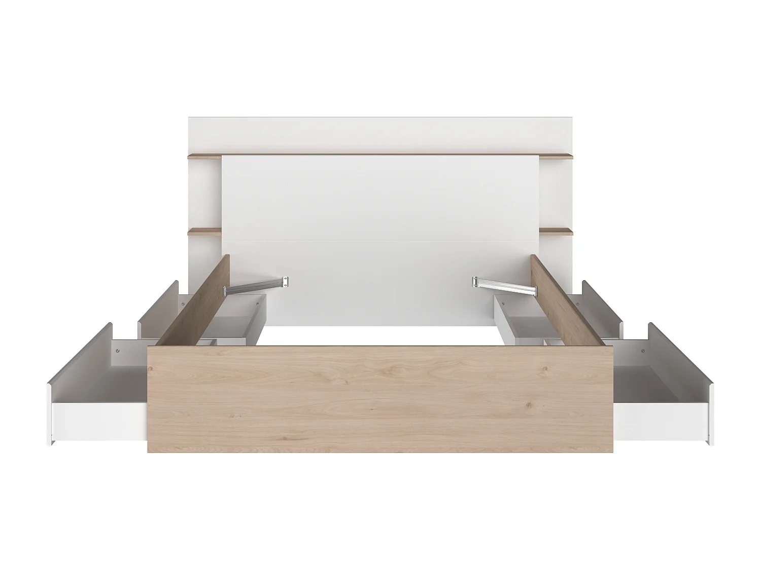 Seng 140 x 190/200 cm med 4 skuffer - Farve: Naturlig og hvid - TILONIDE