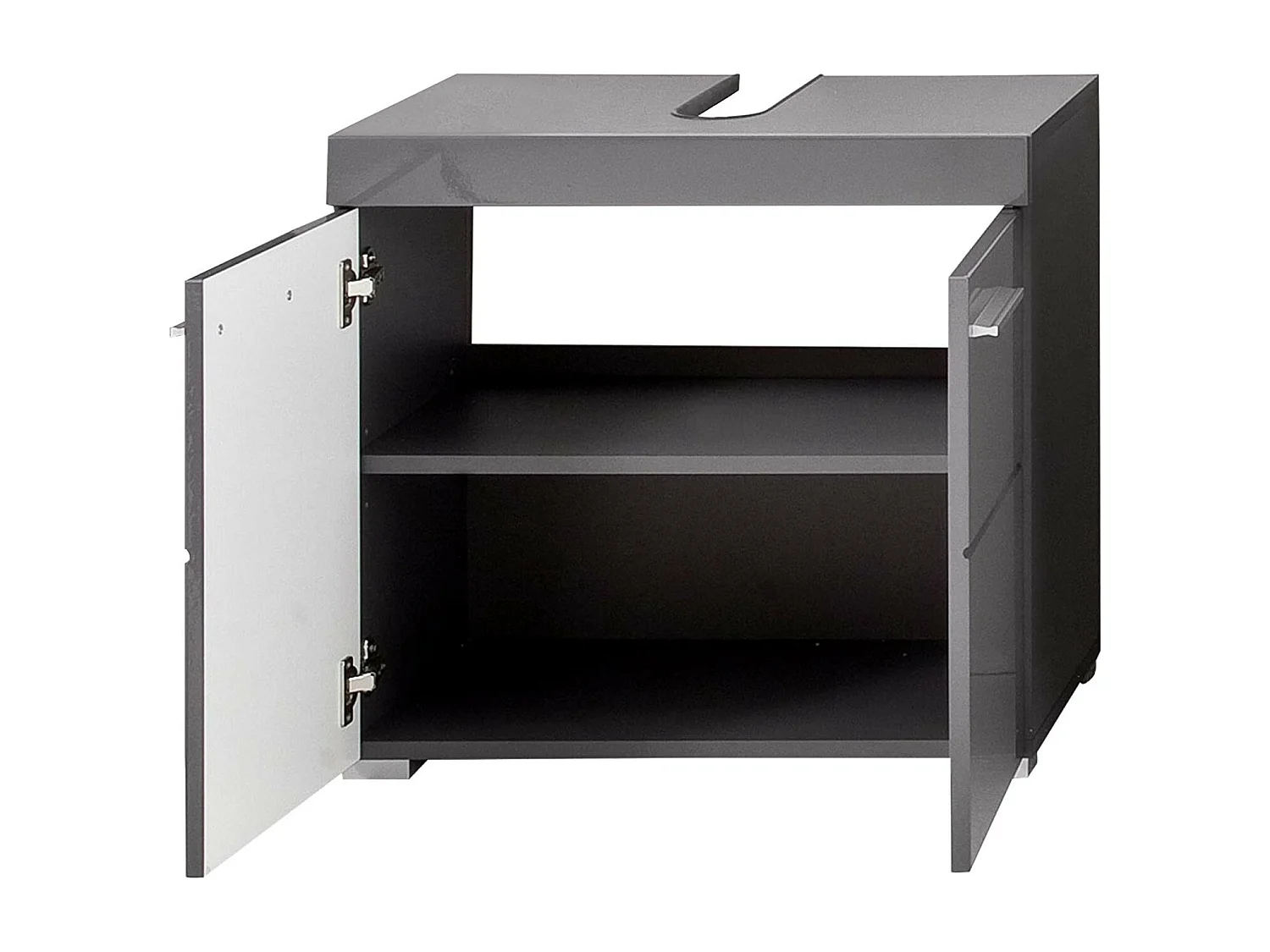 Meuble sous vasque gris brillant Kelia 60cm