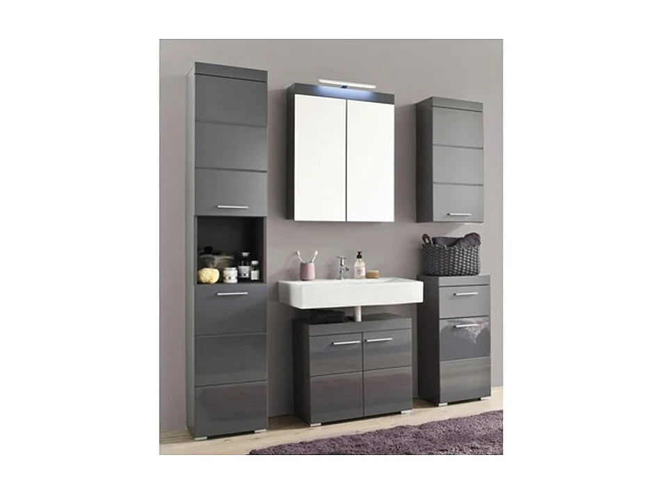 Meuble sous vasque gris brillant Kelia 60cm