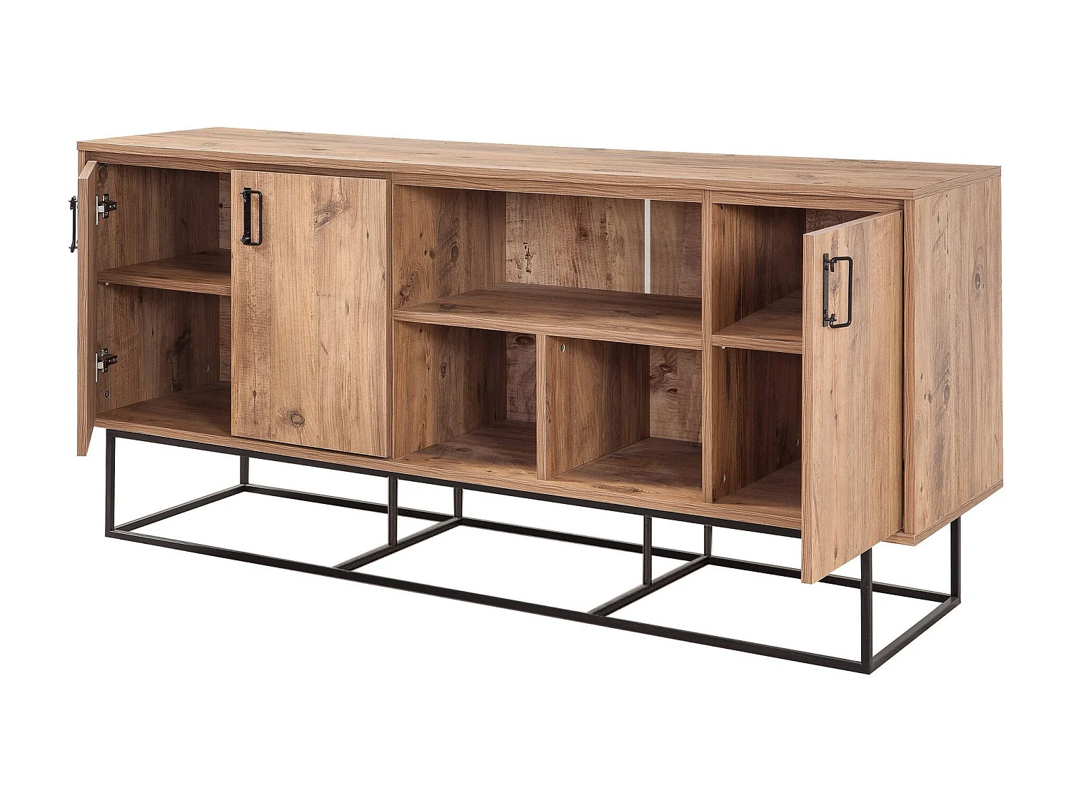 Aparador Moderno – 180 x 80 x 40 cm – Pinho Atlântico e Preto – Melamina